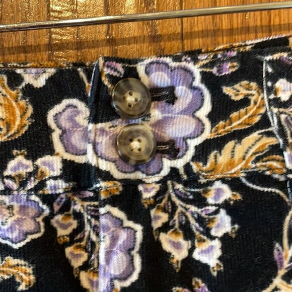 Garnet Hill purple floral corduroy wide leg pant size 4 - Picture 8 of 14